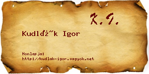 Kudlák Igor névjegykártya